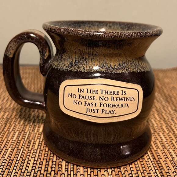 Handcrafted Potbelly Shaped Pottery Mug w/ Two-tone Gloss Drip Glaze ~ JUST PLAY - Picture 3 of 10